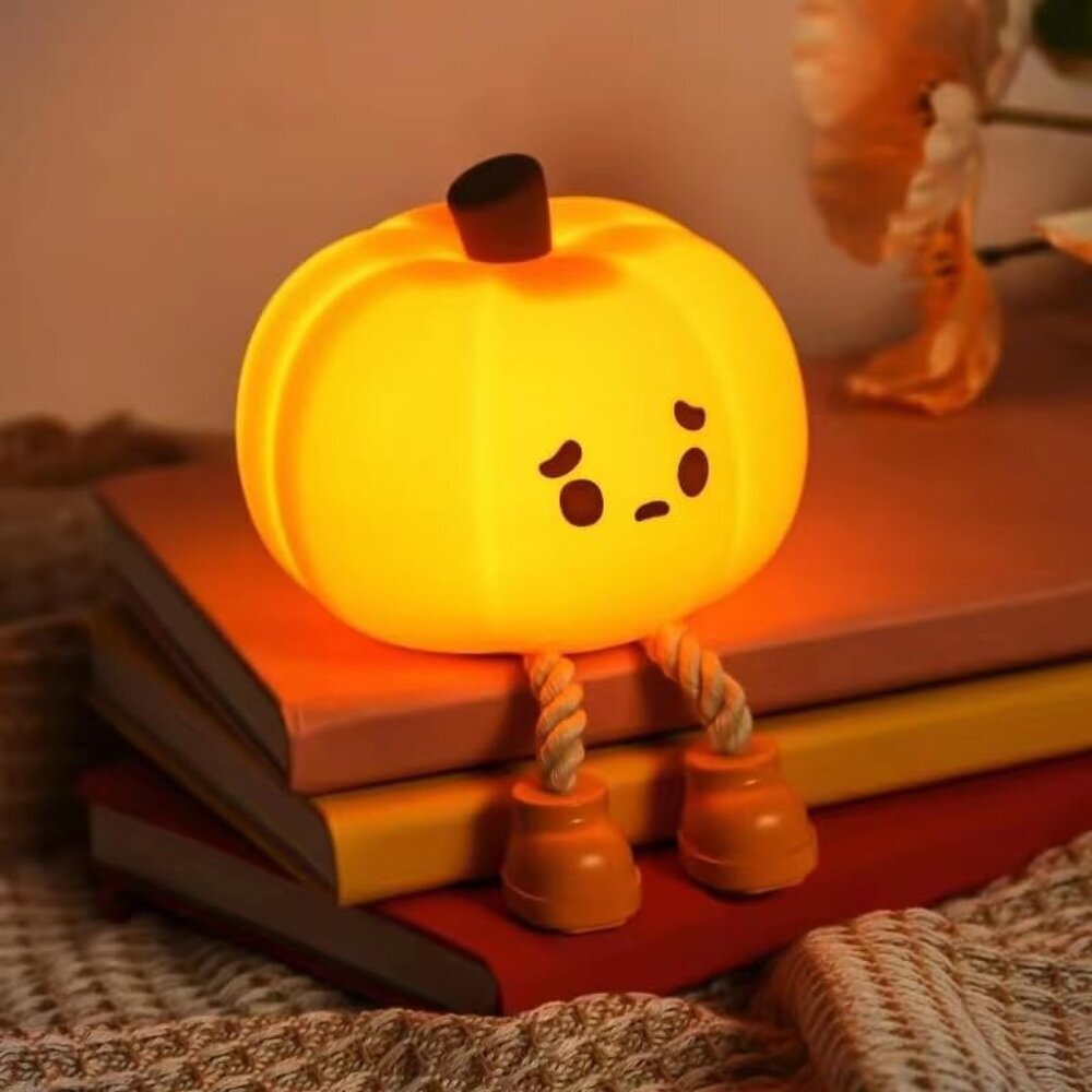 Pumpkin Night Light, Cute LED Lamp, Silicone Dimmable Nursery Nightlight for Kid